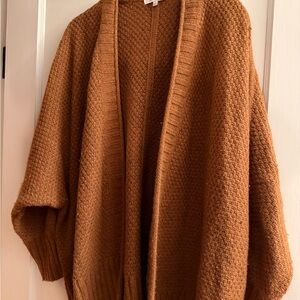 Madewell Burnt Orange Textured Knit Open Cardigan Sweater Size L